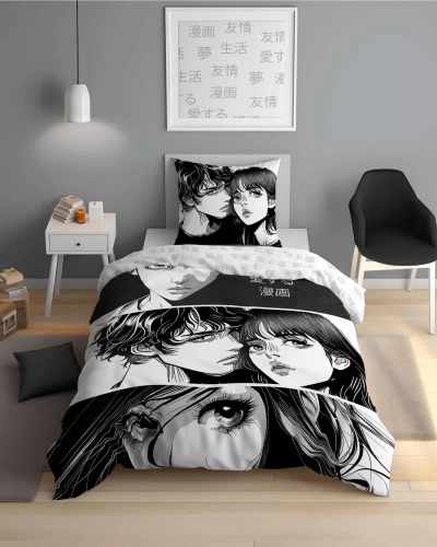 5207 A Fluo 40 Памучно спално бельо светещо в тъмното Аниме Момче Момиче Detexpol