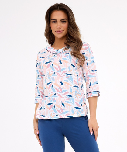 Amelia 732/452 Дамска пижама Cornette, синя – памук, 3/4 ръкав, комфорт и стил