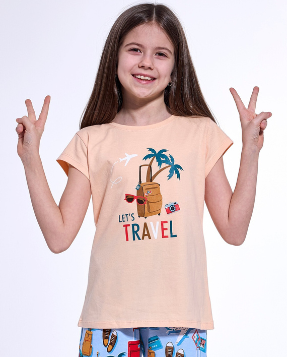 788/110 Момичешка пижама Travel 2 Cornette, цвят праскова