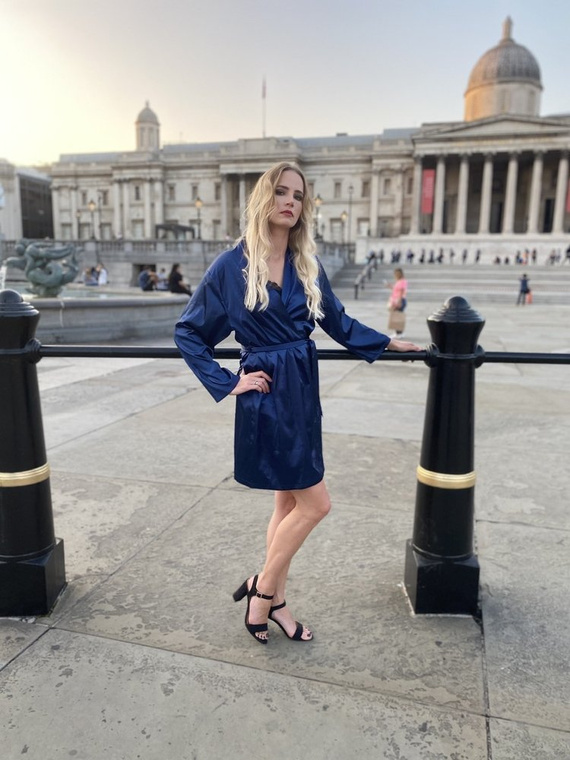 797 Класически дамски халат Forex - тъмносин