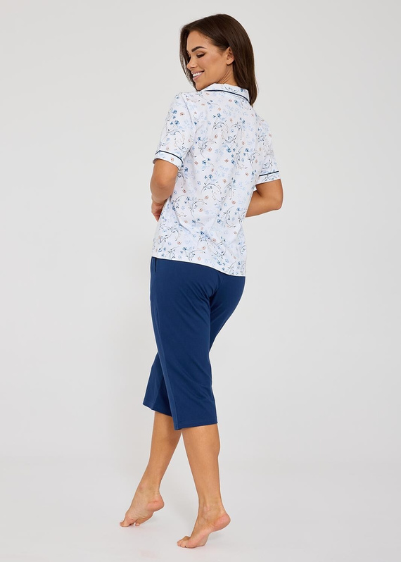 Cornette Yvonne 347/347 дамска памучна пижама с копчета цветя 3/4