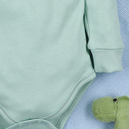ABN-5566 Боди от органичен памук Dino Explorer, цвят Nini Mint – органичен памук, дълъг ръкав