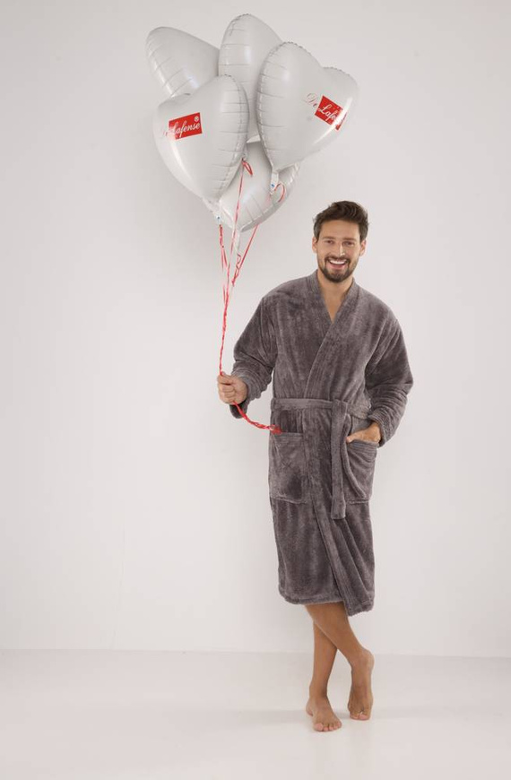 391 Мъжки халат за баня Hugo De lafense - сив