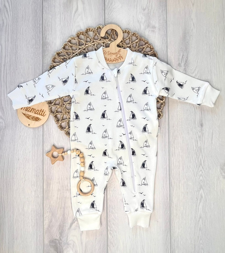 Бебешки гащеризон Mamatti PS16041 Корабчета – памучен с цип