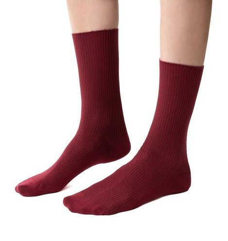 Дамски чорапи Steven 014, тъмно бордо - оребрени, без налягане, памучни, артикул 062