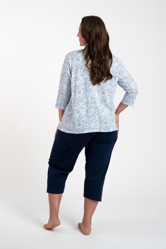 Antonia Дамска пижама 3/4 ръкав, 3/4 панталон Италианска мода - син/зелен принт