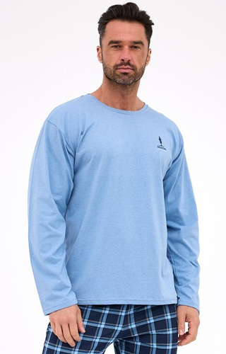 124/308 Sequoia Cornette – męska piżama bawełniana, długi rękaw, spodnie w kratkę