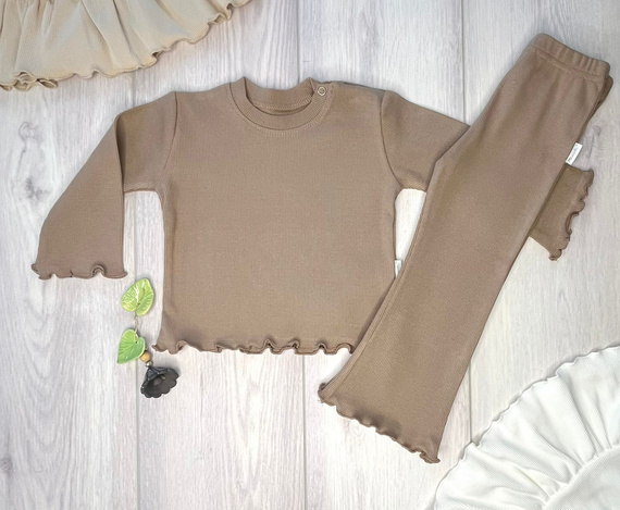 BI016 Момичешка блуза с дълъг ръкав Mamatti - кафява