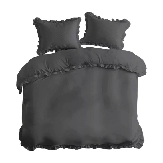 Pure 23 Едноцветно памучно спално бельо Detexpol графит