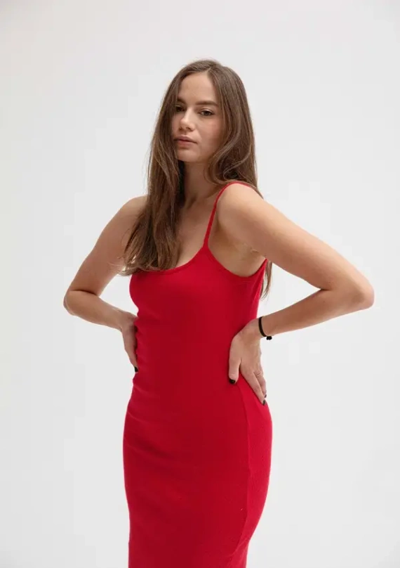 DK-K-P7 DKaren памучна рокля - червена