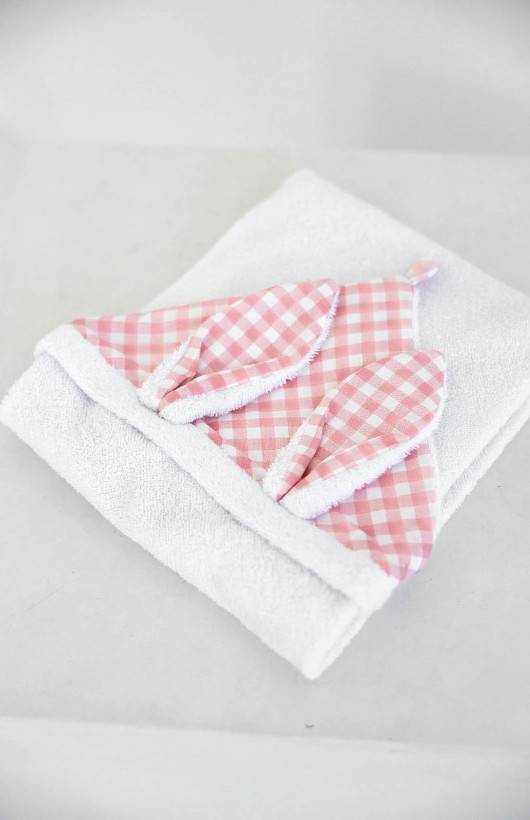 Бебешка кърпа за баня Thamar Sensis - бяла/розова