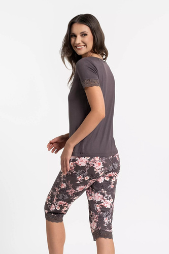 Дамска пижама Moraj PDD4900-0286 кафява от вискоза с V-деколте