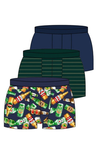 946/05 Мъжки боксерки Cornette - памук, тъмносини, зелени, шарени