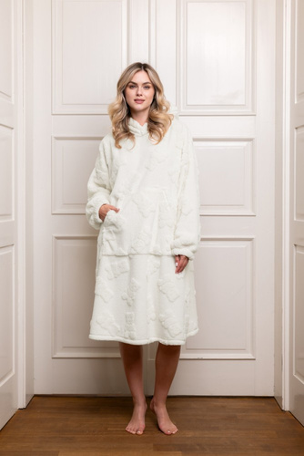 Дамска блуза с одеяло Италианска мода - топла, овърсайз, с качулка, с мотив на мече