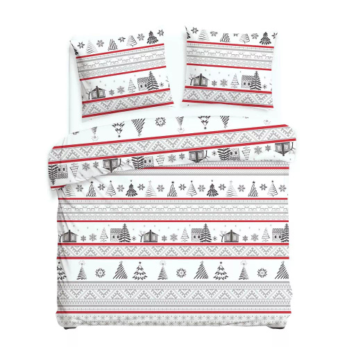 31514/1 Коледен комплект спално бельо от фланел Flannellove Darymex сиво-червено - комплект 100% памук, топъл и мек