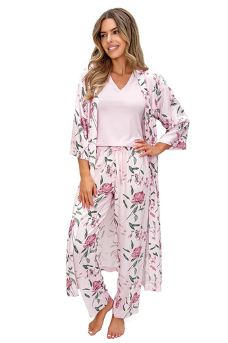 Дамска пижама Donna Gabriela Long вискоза дантела V деколте комфорт