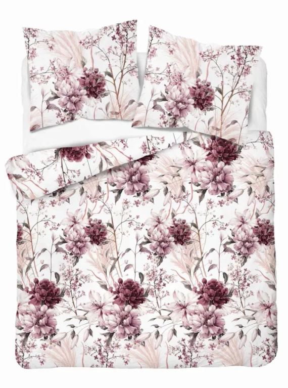 5222 B Спално бельо от прахово розов сатен на светъл фон Detexpol