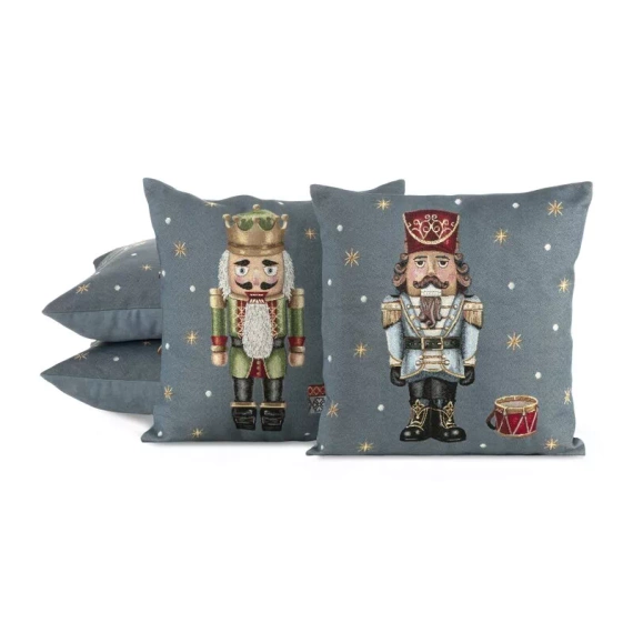 Chp 6082 Коледен гоблен Калъфка за възглавница Лешникотрошачка Евро Пердета Сиво