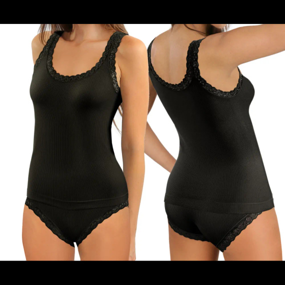 Дамски потник Sesto Senso 6109 с дантела безшевен еластичен black