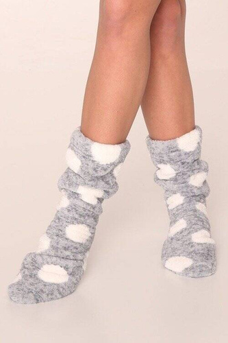 553/554 Wellsoft Гладки чорапи за сън De Lafense - сиви големи кръгове