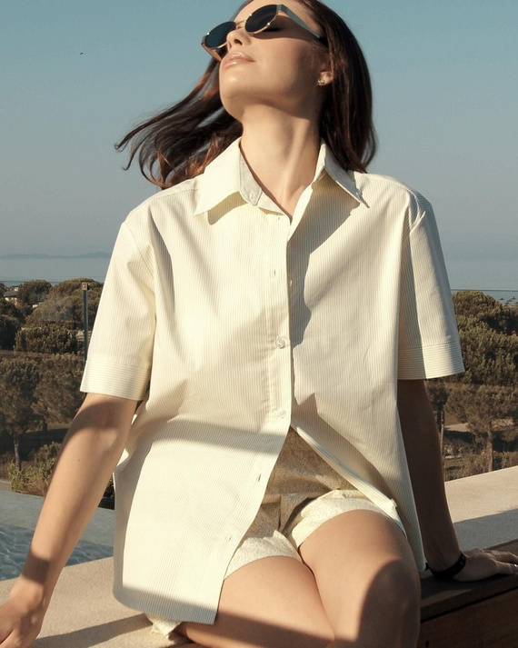 Дамска пижама Sensis Ophelia лимонена – 100% памук, лятна