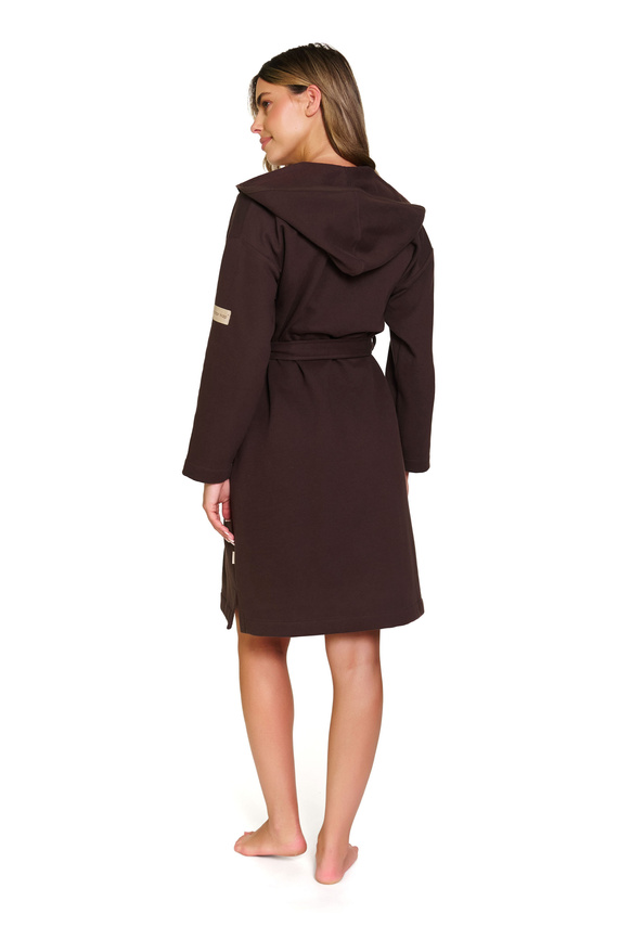 Doctor Nap 7331 – Дамски памучен халат с качулка | 100% памук, полско производство - брауни