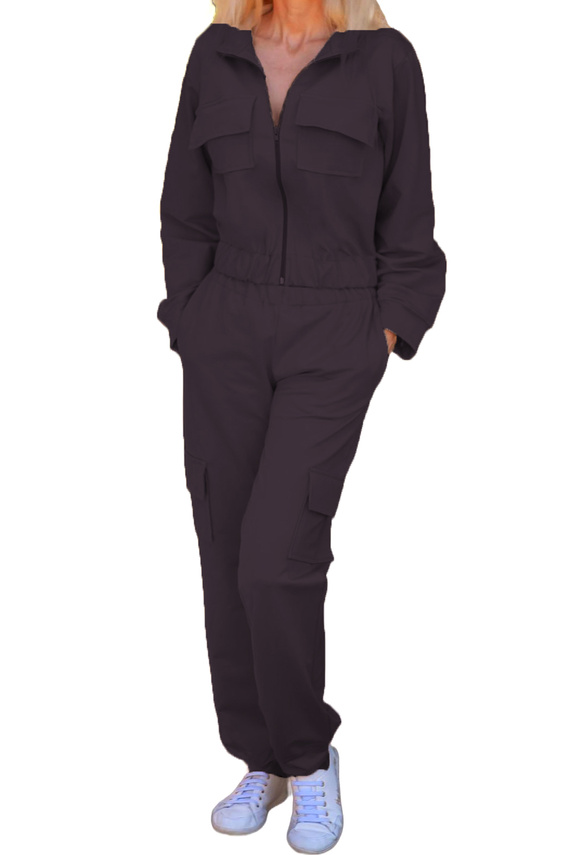 Памучен дамски анцуг Mili Mirale, удобен комплект с джобове - полско производство - черен