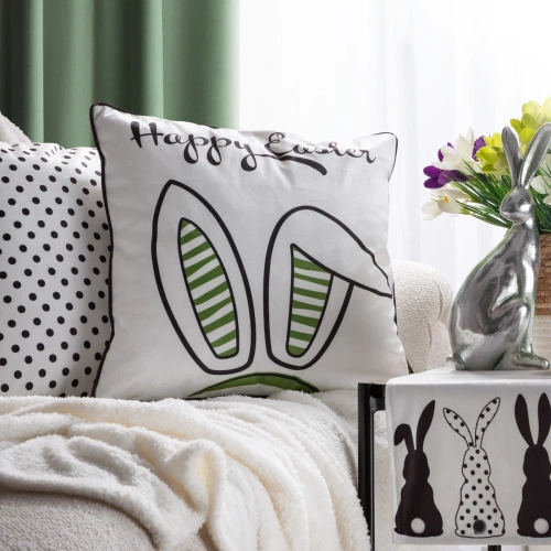 Пролет 2 Великденска калъфка от кадифе с еврощампа, зелени пердета