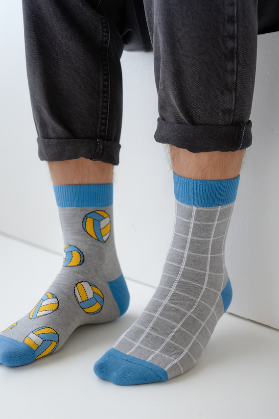 Мъжки чорапи Милена 1153-041 – "Волейболът е несъответствие" | Шарен десен, памук, полско производство