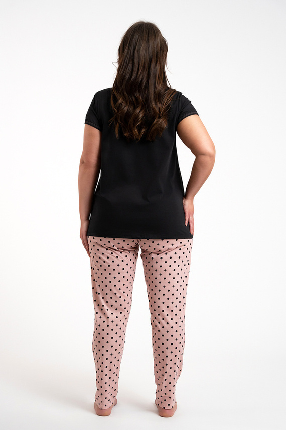 Buscato Дамска пижама с къс ръкав и дълъг панталон Италианска мода черно/принт 