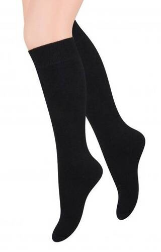 Арт.072 Дамски гладки чорапи до коляното Steven - 082 черни