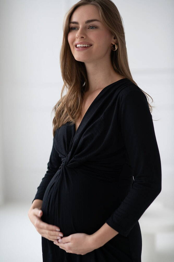 Loop рокля за бременни и кърмачки, 7/8 ръкав, Milk&Love, черна