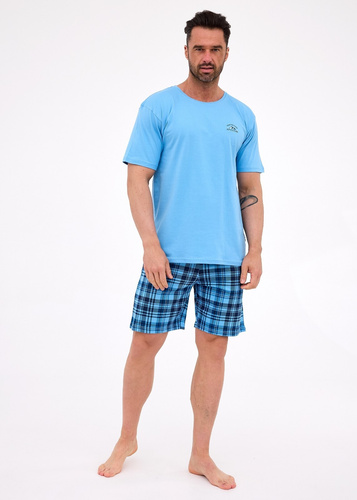 Мъжка пижама Cornette 326/311 Ready 2 синя - памучна, къс ръкав, удобна и стилна
