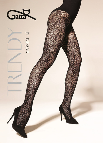 Чорапогащник Gatta Trendy Yasmine wz.12 – мрежести, с флорален десен, меки