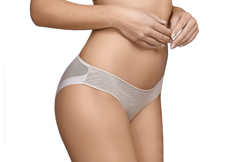 Дамски гащи Katia Selene - бежови, безшевни, с тюл и геометрична шарка