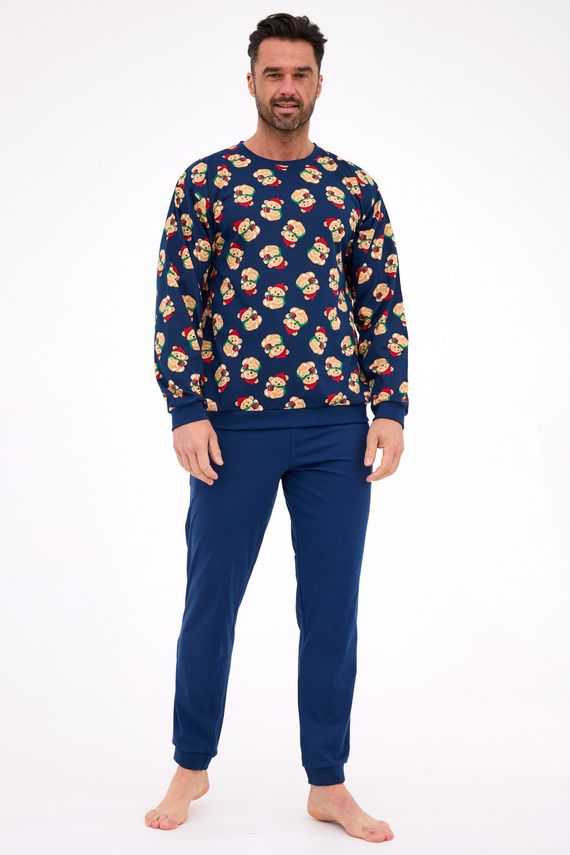 457/293 Мъжка пижама Teddy 6 Cornette – Коледа, тъмносиня, памучна
