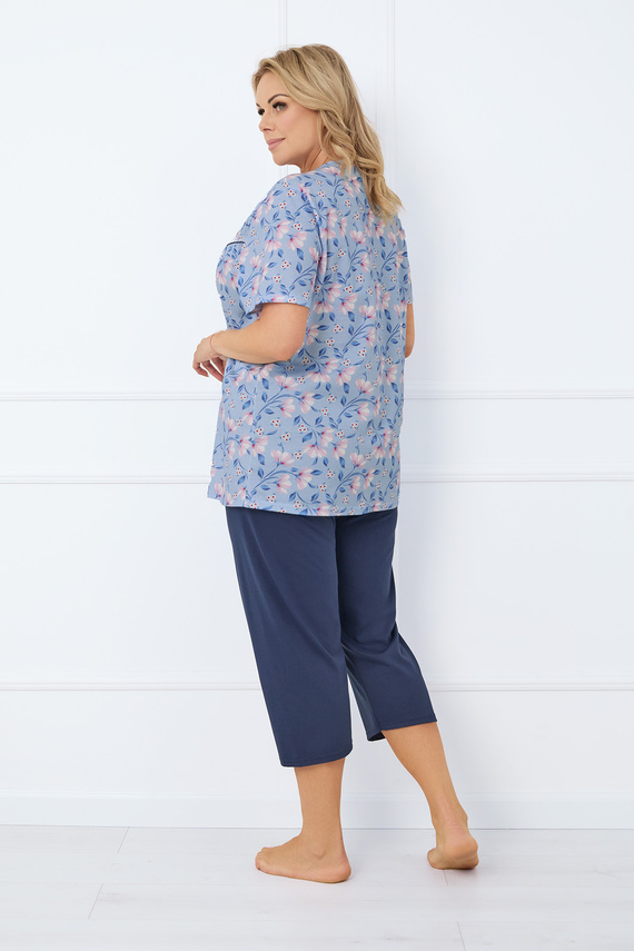 Facelia Дамска пижама с къс ръкав и 3/4 панталон Италианска мода - принт/зелено