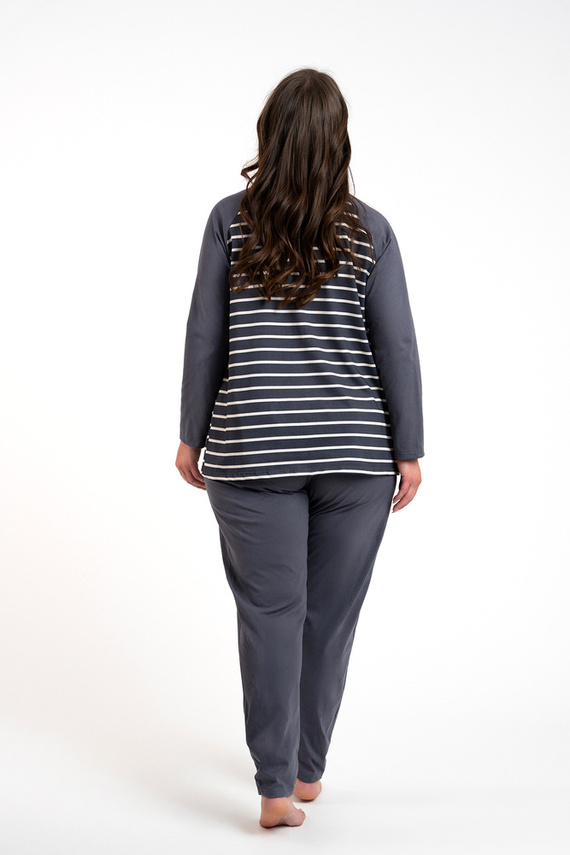 Oda Дамска пижама с дълъг ръкав и дълъг панталон Италианска мода - графит/графит