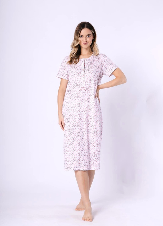 Дамска риза Oriana 1723/1760 Leveza от 100% памук, къс ръкав, дължина под коляното