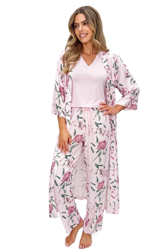 Дамска пижама Donna Gabriela Long вискоза дантела V деколте комфорт