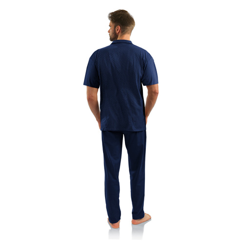 Мъжка пижама с цип с къс ръкав Sesto Senso - тъмносини котви