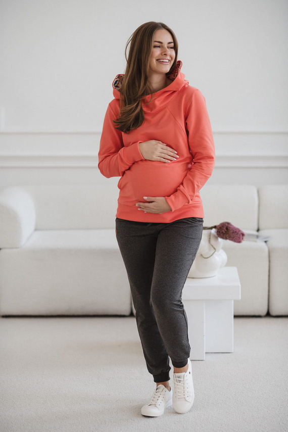 Суичър за кърмачки Milk Please Milk&Love с коралова качулка