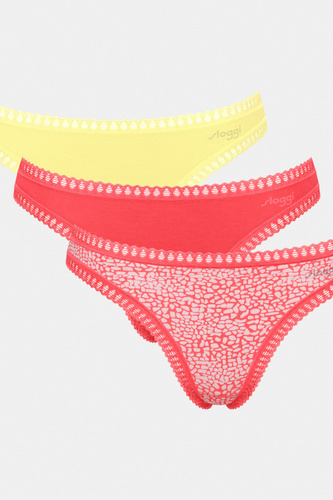 GO Crush String C3P Дамски прашки 3 пакета Sloggi - V015 оранжев