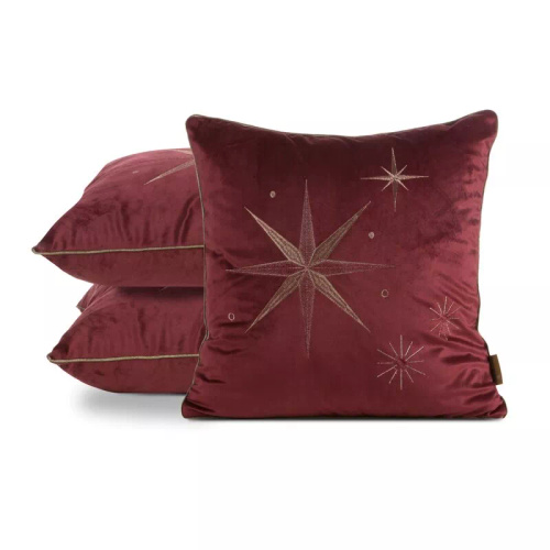 Глава 259 Коледна калъфка за възглавница Eurofirany – бордо кадифе със звезда от шампанско