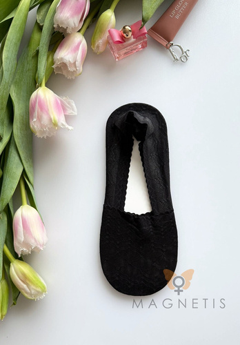 Дамски балерини Magnetis GC-251144 от дантела със силикон – невидими чорапи black