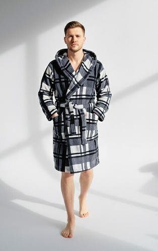Мъжки халат De Lafense 034 с качулка – Мек, Топъл и Удобен за Дома