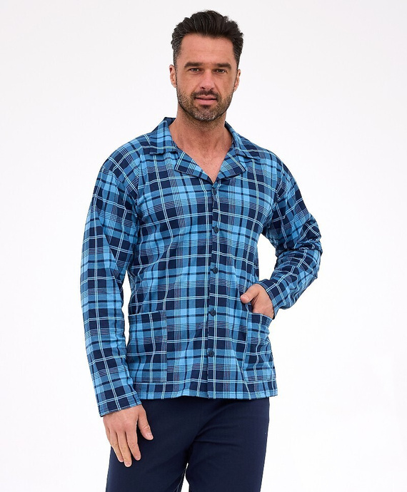 114/82 Мъжка пижама Cornette | Закопчава се с цип, 100% памук, яка и джобове