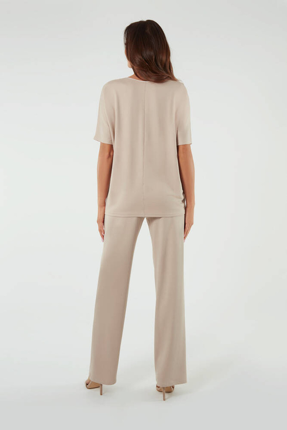 Soler Дълъг панталон за жени Италианска мода - бежов 