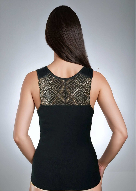 Дамски топ Ovena Eldar от мека вискоза с рипс и дантелено V деколте