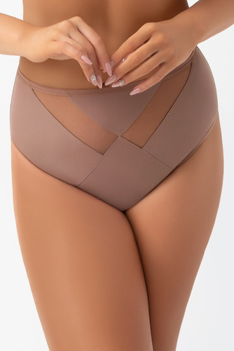 Gorsenia K566/1 VICKY Мокa Пълни бикини от микрофибър и тюл с висока талия
